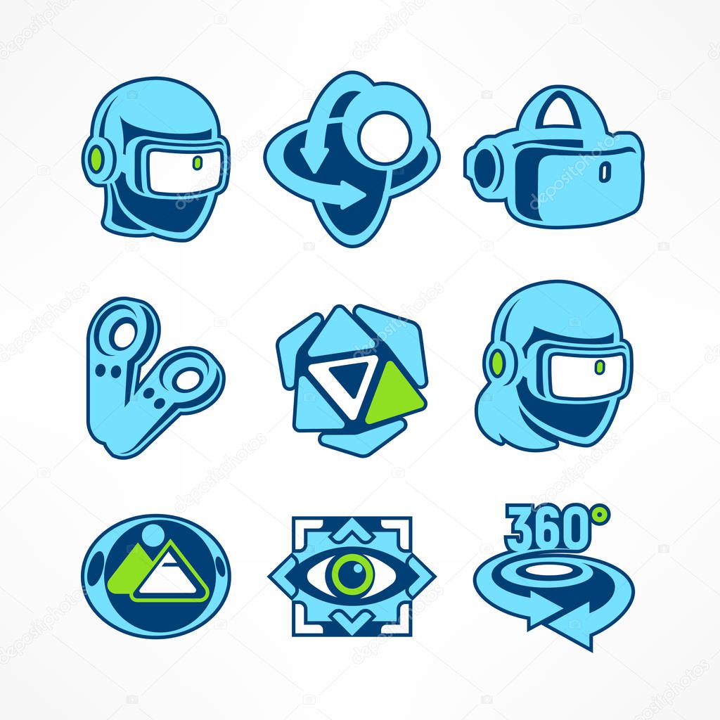 Virtual reality icon set