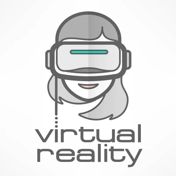 Auriculares de realidad virtual mujer — Vector de stock
