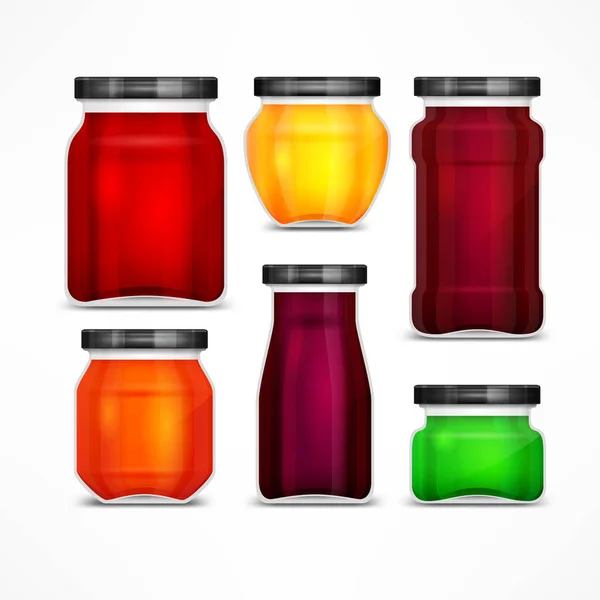 Set of jars with jam — Stock Vector