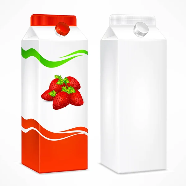 イチゴ ジュースのパッケージ — ストックベクタ