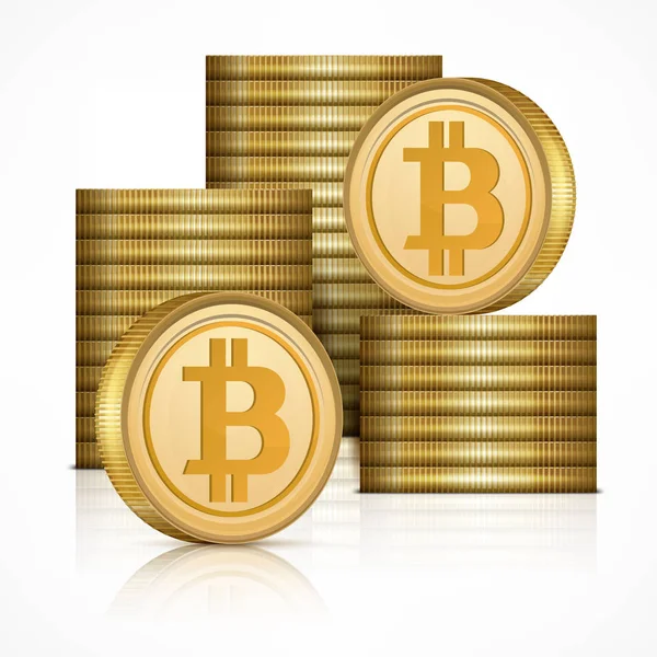 Bitcoin golden coins stack — Stock Vector