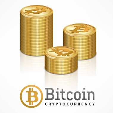 Bitcoin altın sikke yığını
