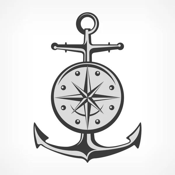 Anchor with compass — Stock Vector