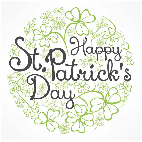 St. Patrick belettering op bloemmotief — Stockvector