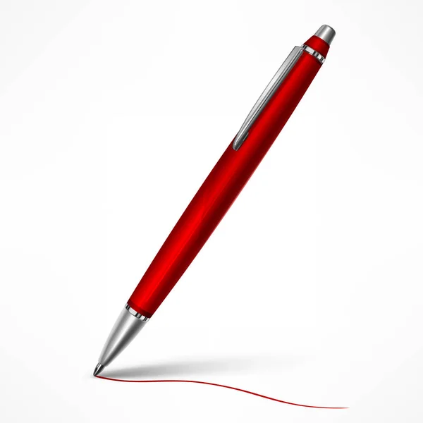 Expensive red tilt pen on white — Stock Vector