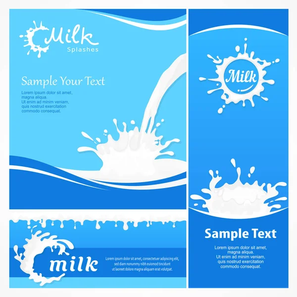 Juego de carteles de leche — Vector de stock