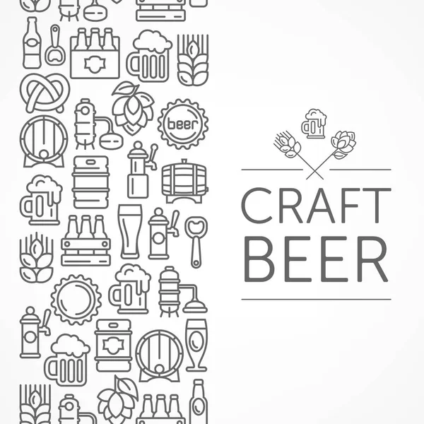 Banner vintage para cervecería artesanal escala de grises — Vector de stock