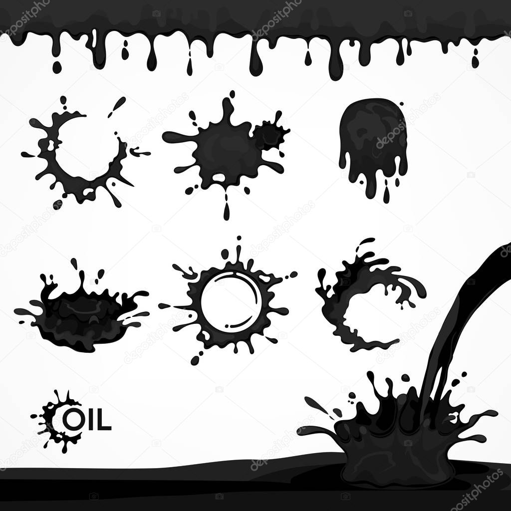 Black oil drops and splash