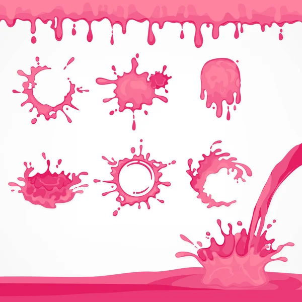 Pink glaze blots dan splash - Stok Vektor