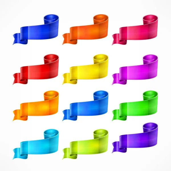 Conjunto de cintas de color en blanco — Vector de stock