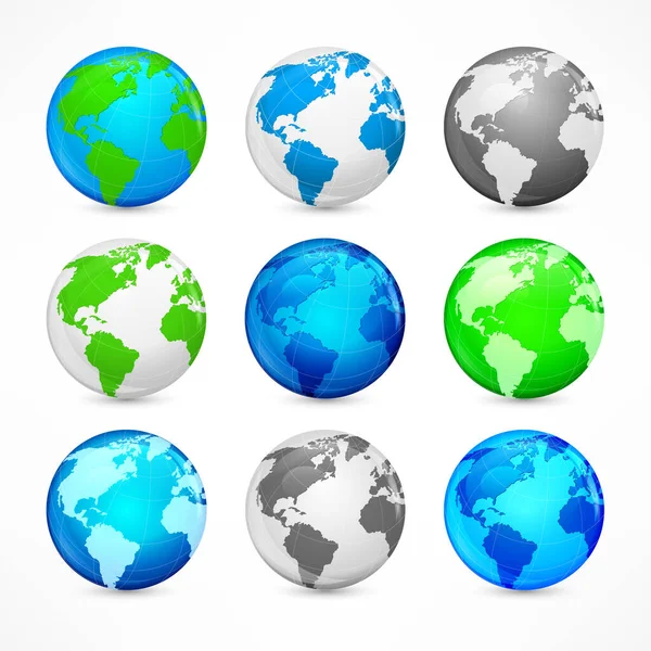 Globe Sphere Earth Set White Vector Illustration Icon Business Infographic — Stock Vector