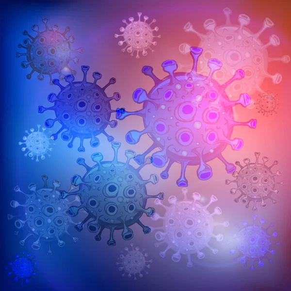 Bactéries Virus Fond Coronavirus Covid 2019 Modèle Dangereux Cellules Covidées — Image vectorielle