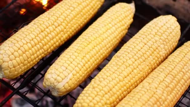 Kukuřice na grilu. — Stock video