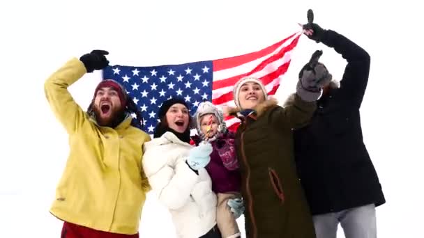 Groep mensen Amerikaans Supporters — Stockvideo