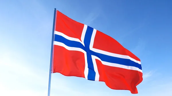 Nationale vlag van Noorwegen in de hemel. — Stockfoto