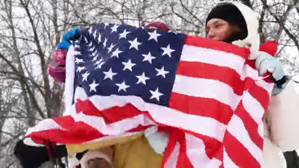 人々 アメリカの支持者のグループ — ストック動画