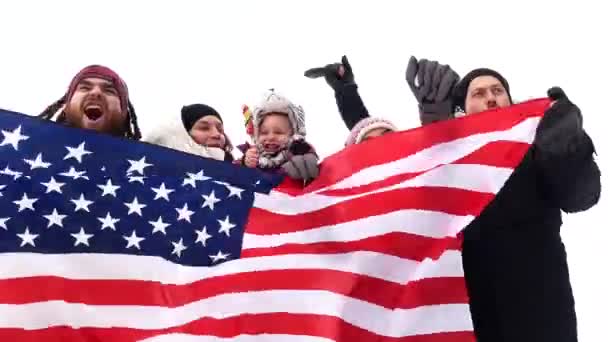 Group of People American Supporters — Stock Video