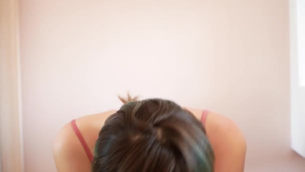 Beautiful young brunette woman in depression — Stock Video