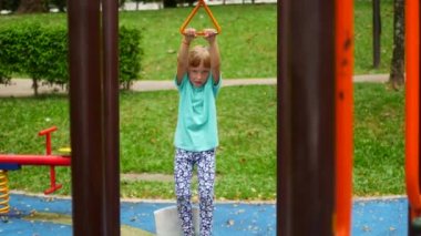 Child girl on the playground, day off