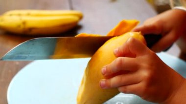 Çalkalamak için mango dilimleri