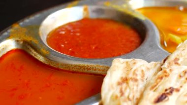 Roti ve Dall Malezya. Asya 'da sokak yemekleri