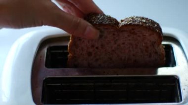 Making bread in a toaster, sandwiches for breakfast for coffee