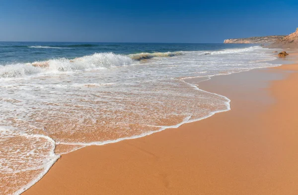 Panorama Plage Littoral Atlantique Lors Une Journée Ensoleillée Portugal — Photo