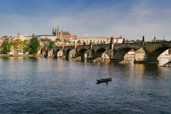 Prag Eski Şehir Merkezi Vltava Nehri Charles Köprüsü — Stok fotoğraf