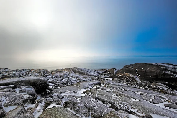 Paisagem de inverno nebulosa — Fotografia de Stock