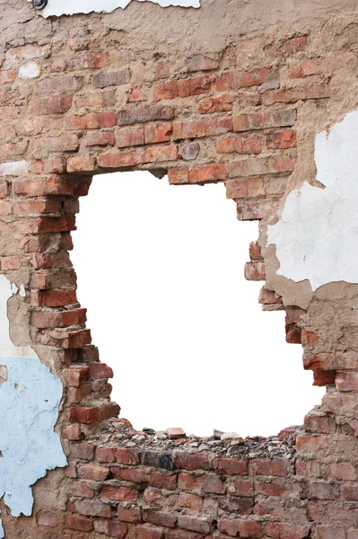 White hole in old wall, brick frame — Stock Photo © tombaky #2416743