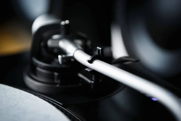 Turntables Tone Arm Focus Party Audio Equipment Close Focus Tonearm — Stock Photo, Image