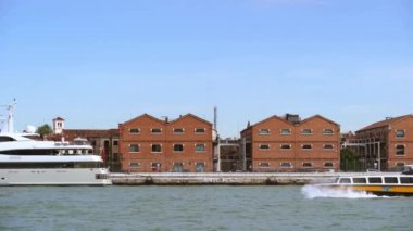 VENICE,ITALY-4 MAY,2019: Venetian Lagoon in spring day.Boat cruise in Venezia city, popular tourist attraction in Europe