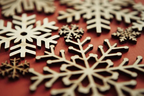 Flocos Neve Madeira Rústica Artesanal Para Véspera Natal Feliz Ano — Fotografia de Stock