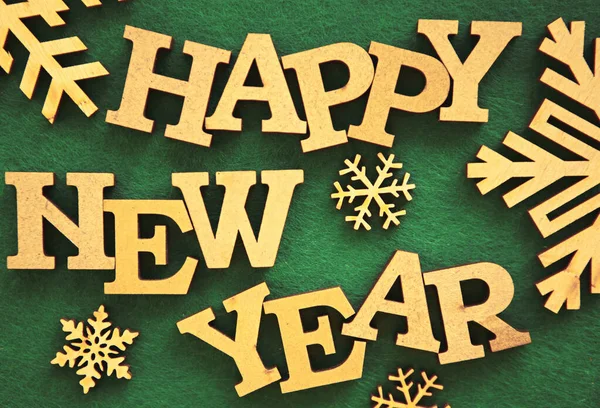 Buon Anno Sfondo Lettere Rustiche Legno Sfondo Verde Sfondo Fatto — Foto Stock