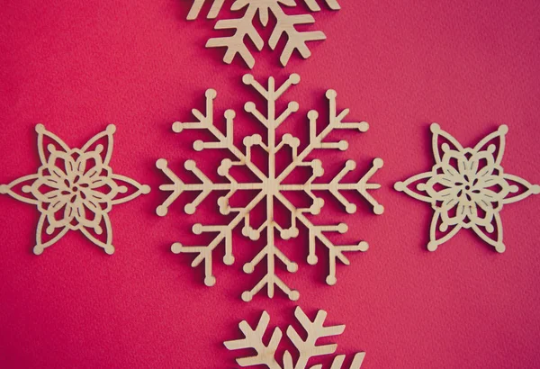 El yapımı ahşap elementlerle kış tatili geçmişi — Stok fotoğraf