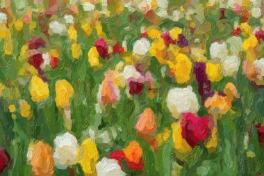 Картина, постер, плакат, фотообои "на весеннем поле цветут красивые голландские цветы.
", артикул 341910998