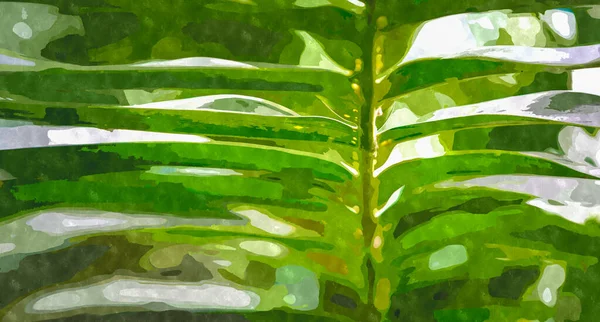 Ilustração Pintura Aquarela Com Plantas Botânicas Verdes Jardim Planta Exótica — Fotografia de Stock