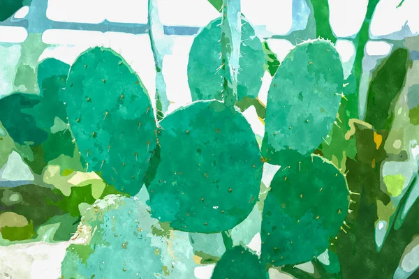 Water Color Painting Illustration Green Botanical Garden Plants Exotic Plant — 스톡 사진