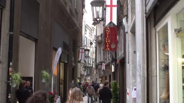Italien Genf Schöne Altstadt Von Genua Touristengebiet Der Region Ligurien — Stockvideo