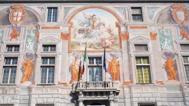 Italy Genova May 2019 Bank Saint George Casa Delle Compere — стоковое видео