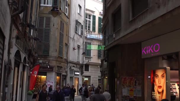 Italien Genf Schöne Altstadt Von Genua Touristengebiet Der Region Ligurien — Stockvideo