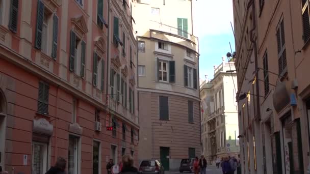 Italia Genova Hermosa Ciudad Vieja Génova Zona Turística Región Liguria — Vídeos de Stock
