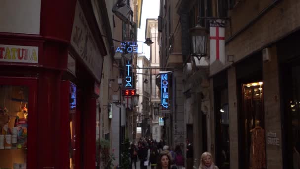 Vackra Gamla Stan Genua Turistområdet Regionen Ligurien Vid Medelhavskusten — Stockvideo