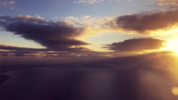 Blue Sky Clouds View Airplane Travel — Stock Video