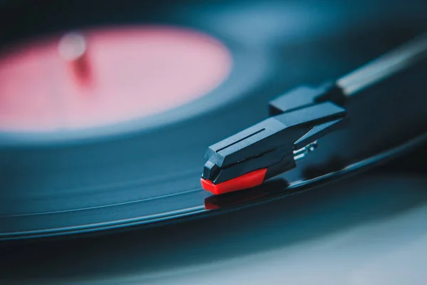 Hifi Gramofon Hudební Přehrávač Zblízka Hipster Audio Zařízení Pro Přehrávání — Stock fotografie