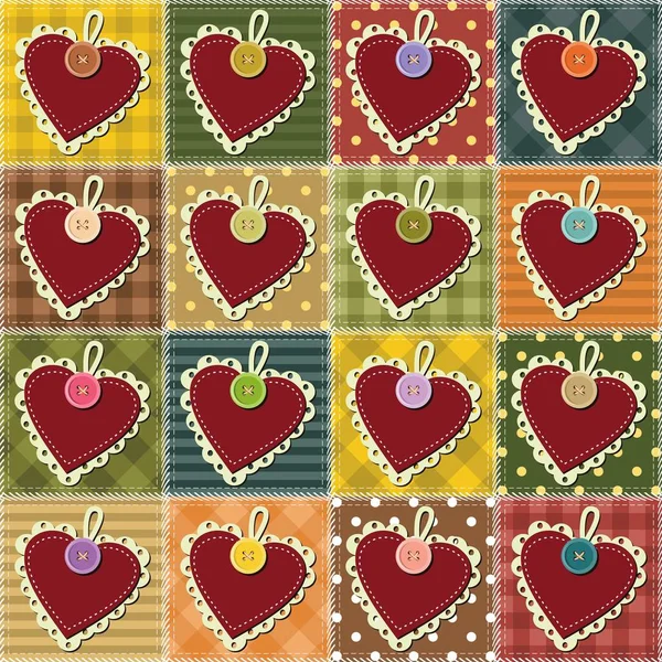 Patchwork Fond Avec Coeur — Image vectorielle