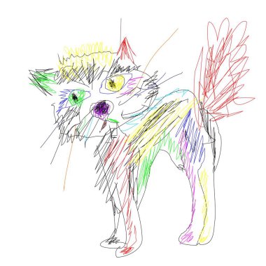 beyaz üzerine çizilmiş kedi 