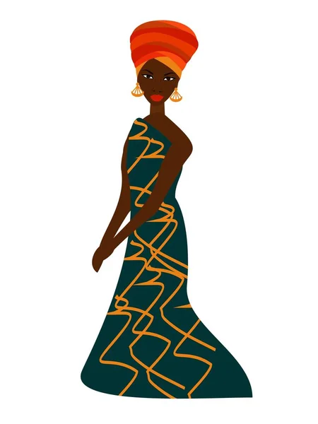 Африканская Женщина Белом Фоне — стоковый вектор