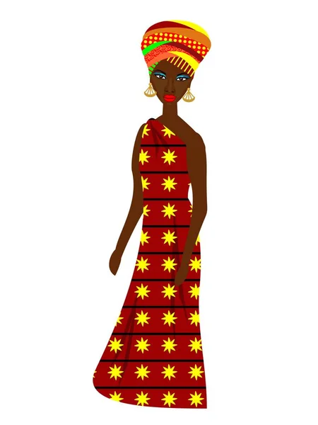 Femme Africaine Sur Fond Blanc — Image vectorielle