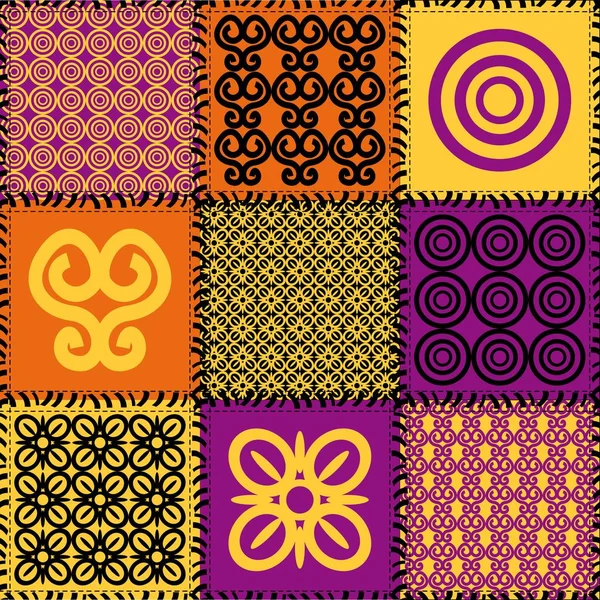 Patchwork Fondo Estilo Africano — Vector de stock